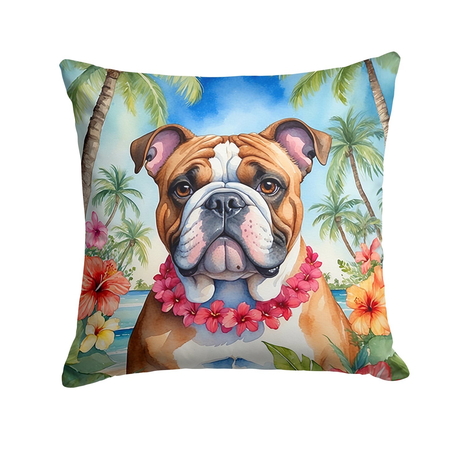 Buy this English Bulldog Luau Throw Pillow