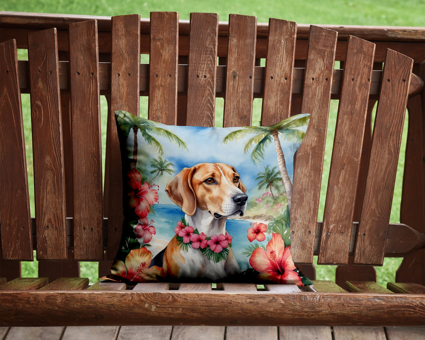 English Foxhound Luau Throw Pillow