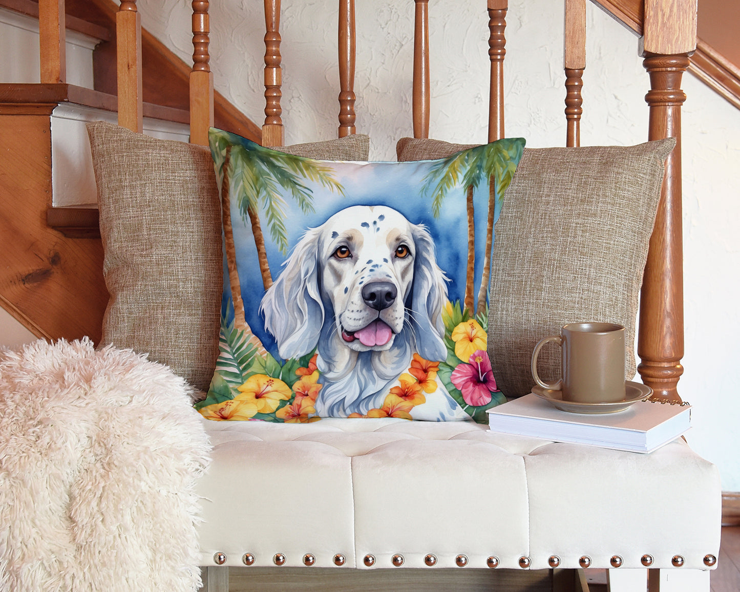 English Setter Luau Throw Pillow