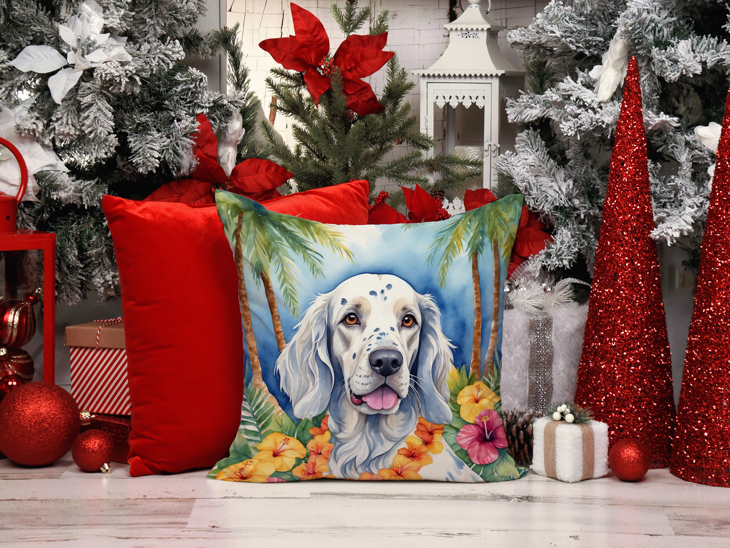 English Setter Luau Throw Pillow