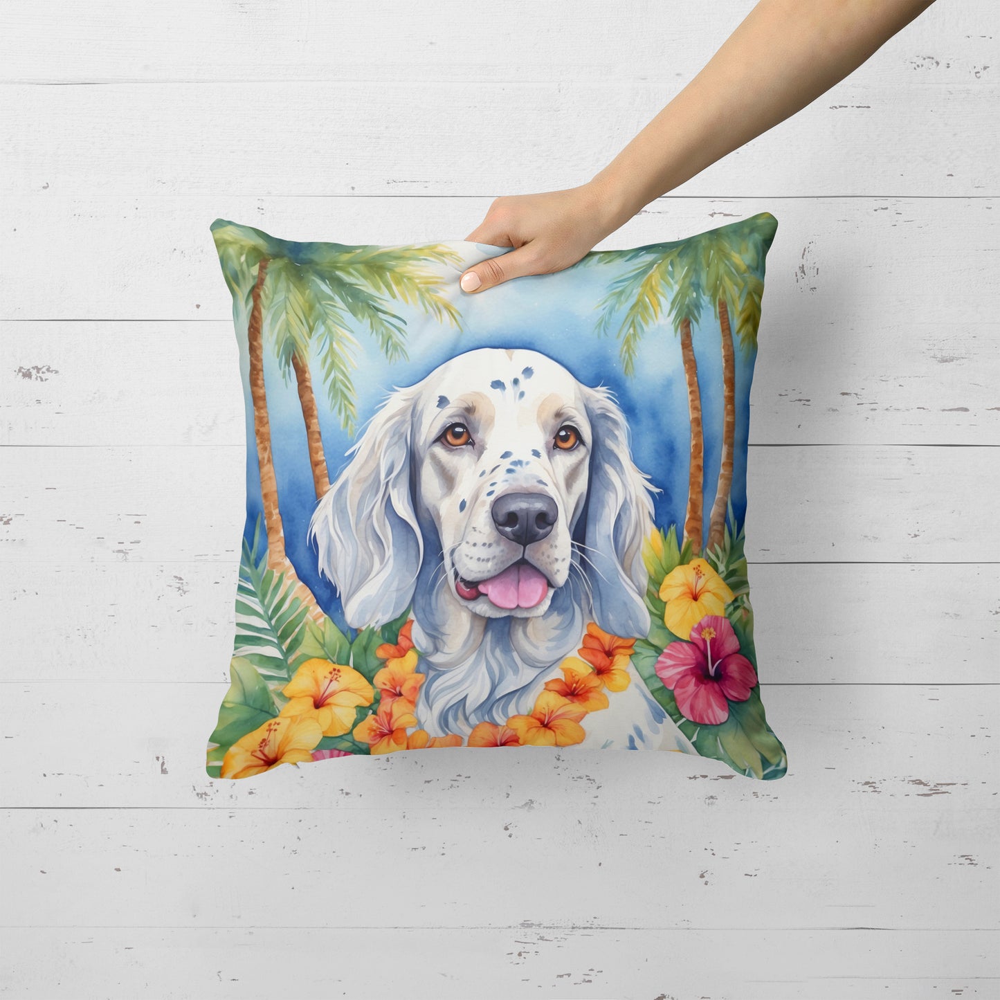 English Setter Luau Throw Pillow