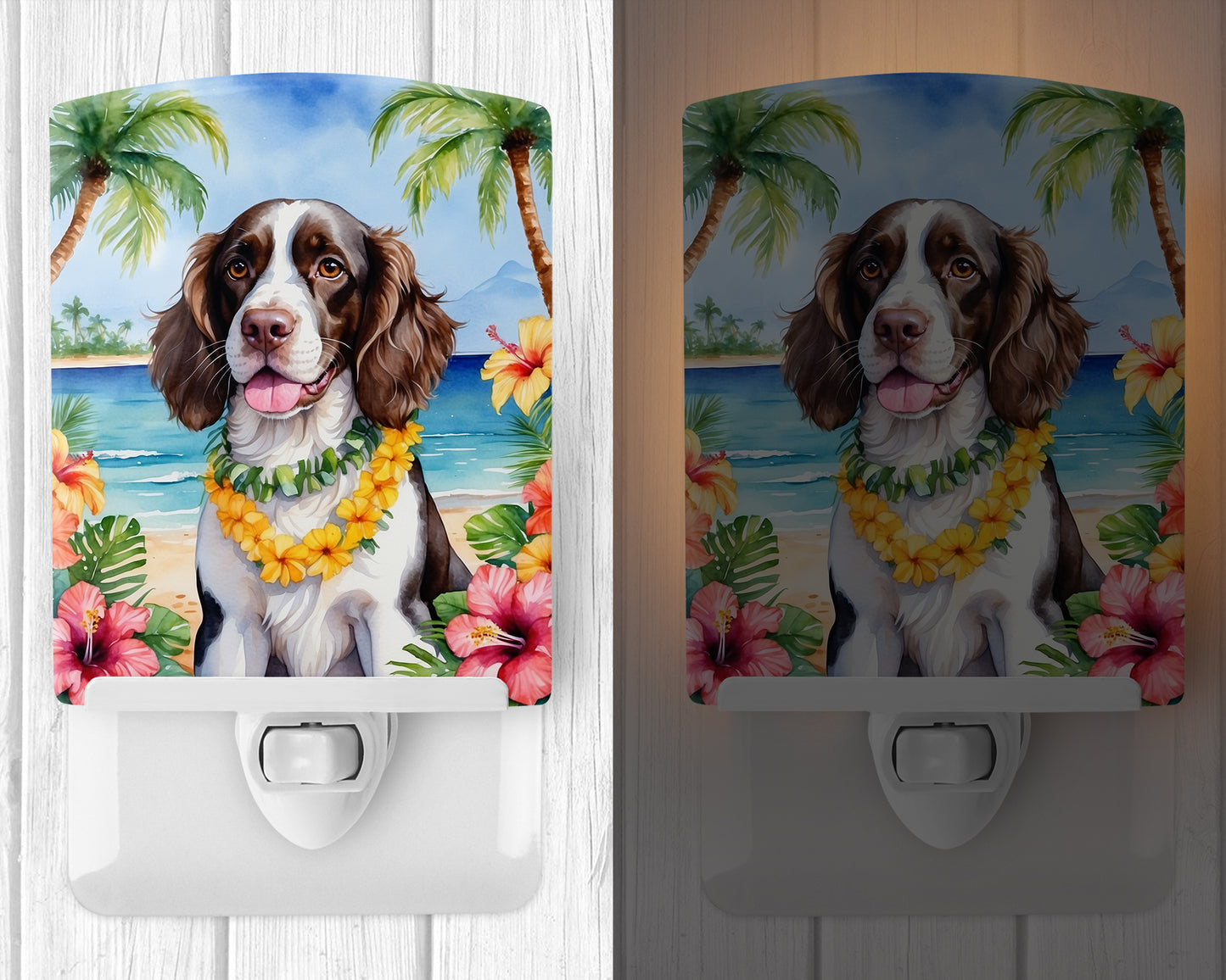 English Springer Spaniel Luau Ceramic Night Light