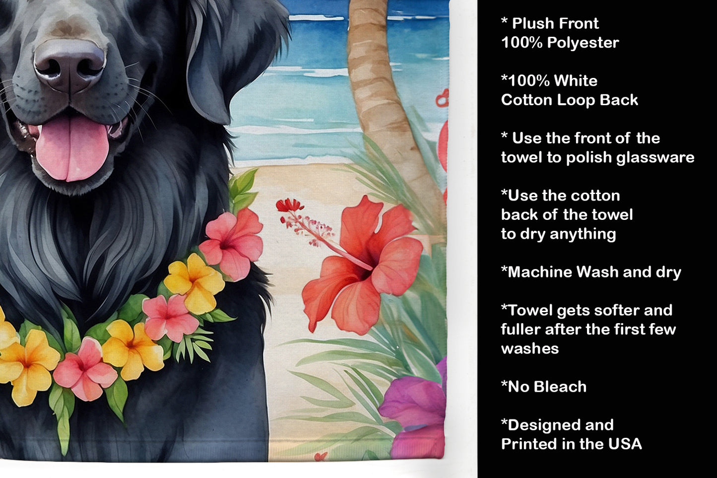 Flat-Coated Retriever Luau Kitchen Towel