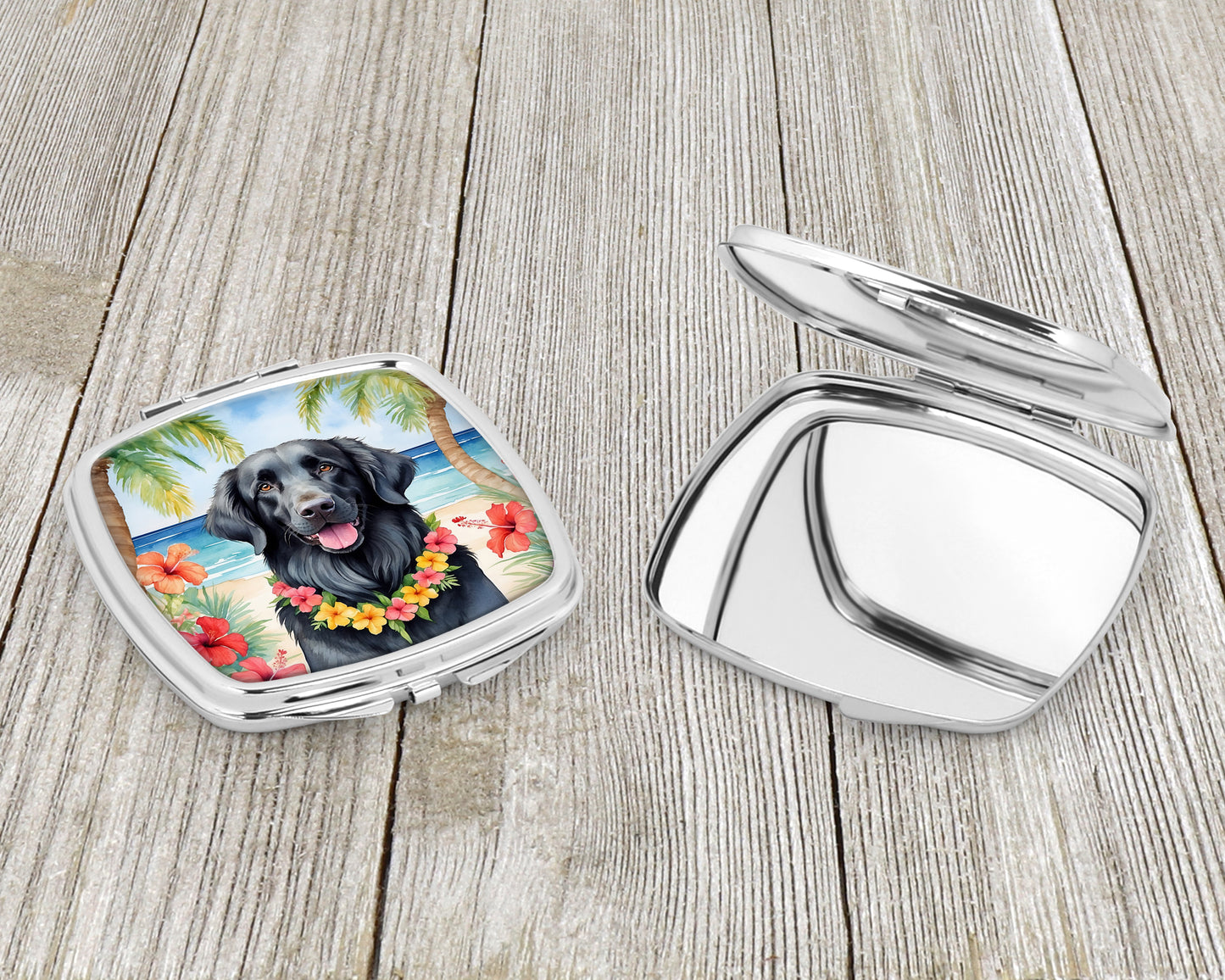 Flat-Coated Retriever Luau Compact Mirror