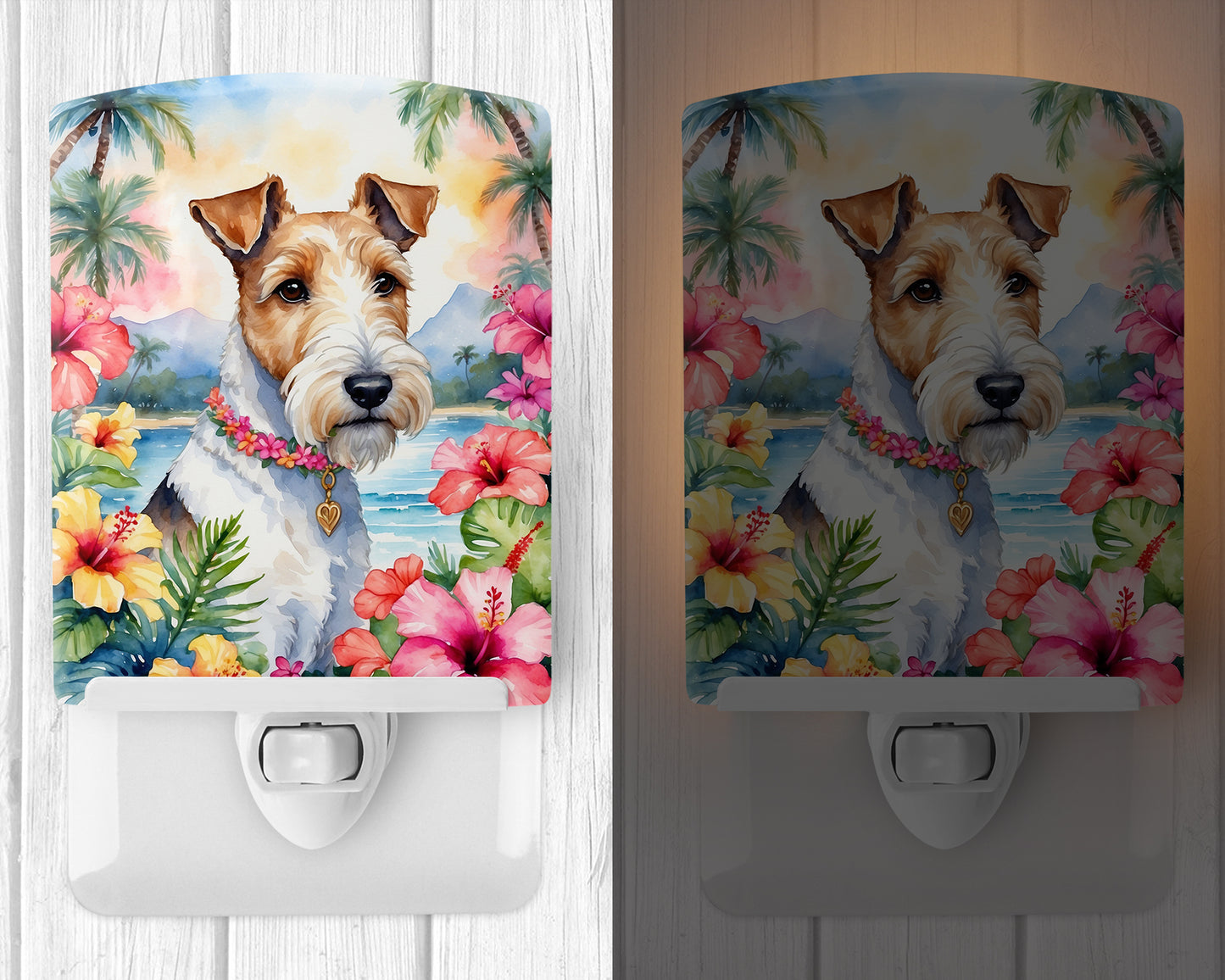 Fox Terrier Luau Ceramic Night Light