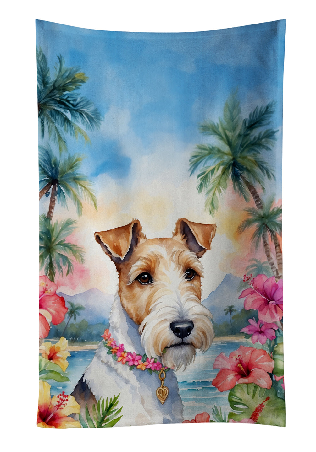 Buy this Fox Terrier Luau Kitchen Towel