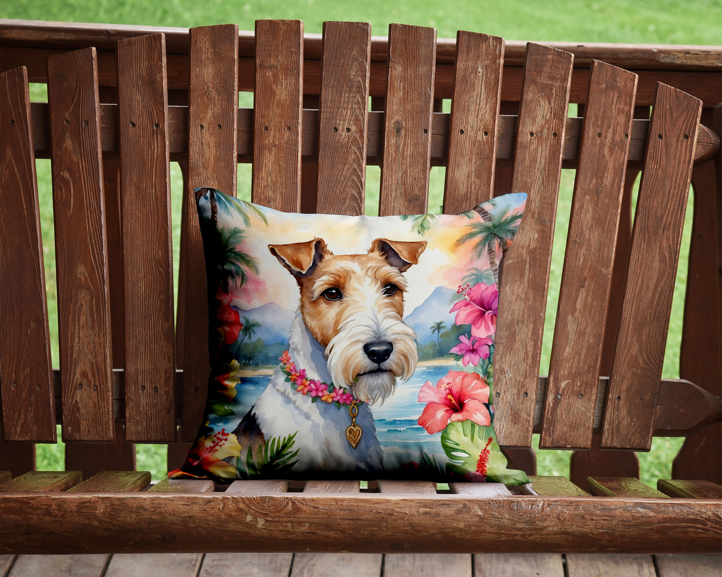 Fox Terrier Luau Throw Pillow