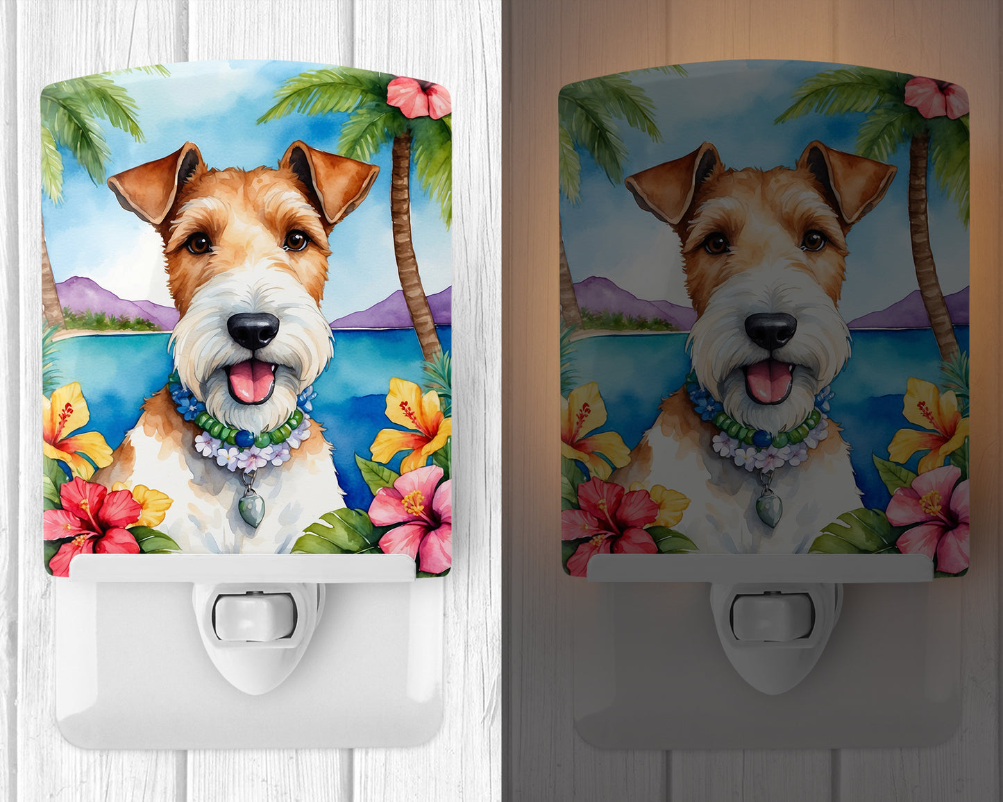 Fox Terrier Luau Ceramic Night Light