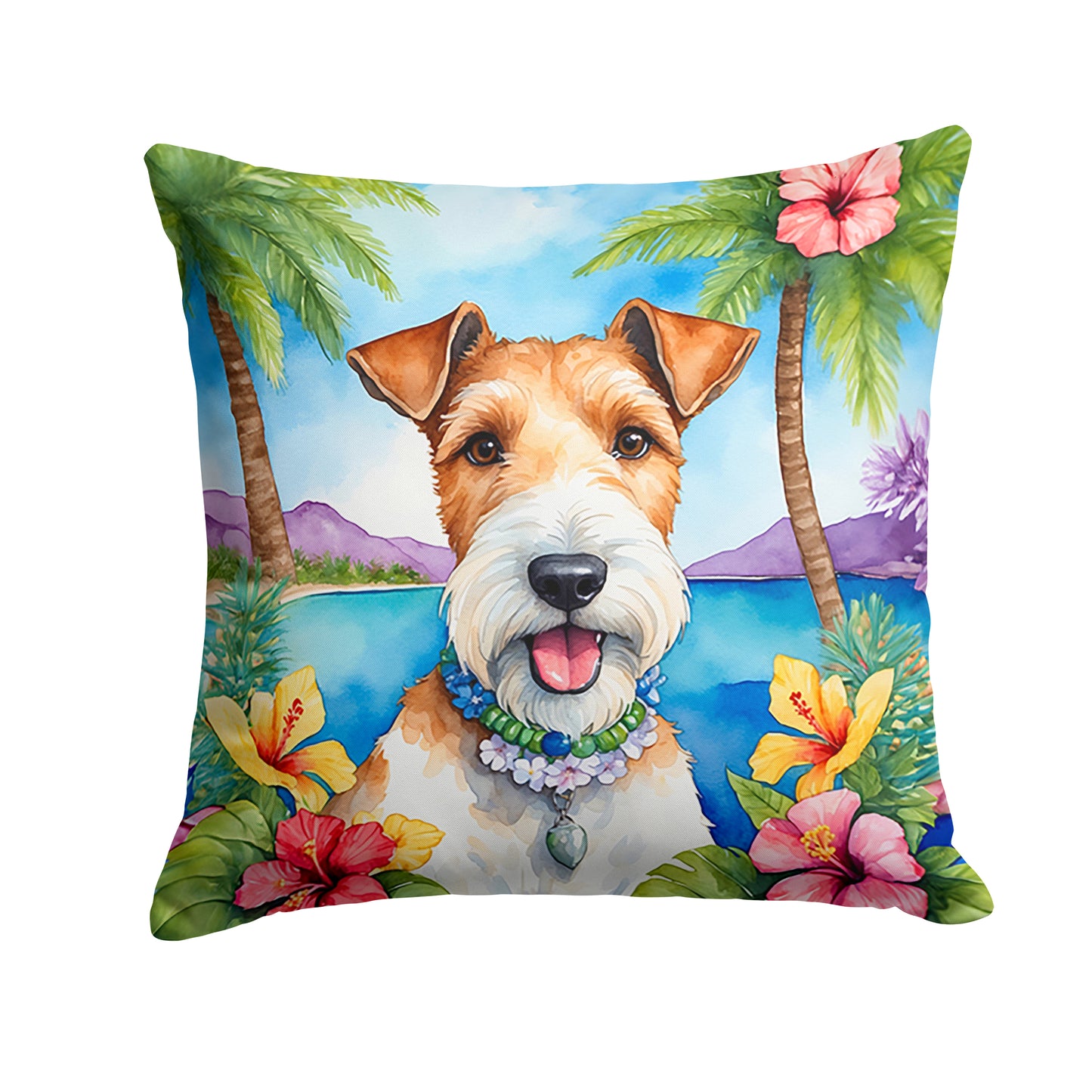 Buy this Fox Terrier Luau Throw Pillow