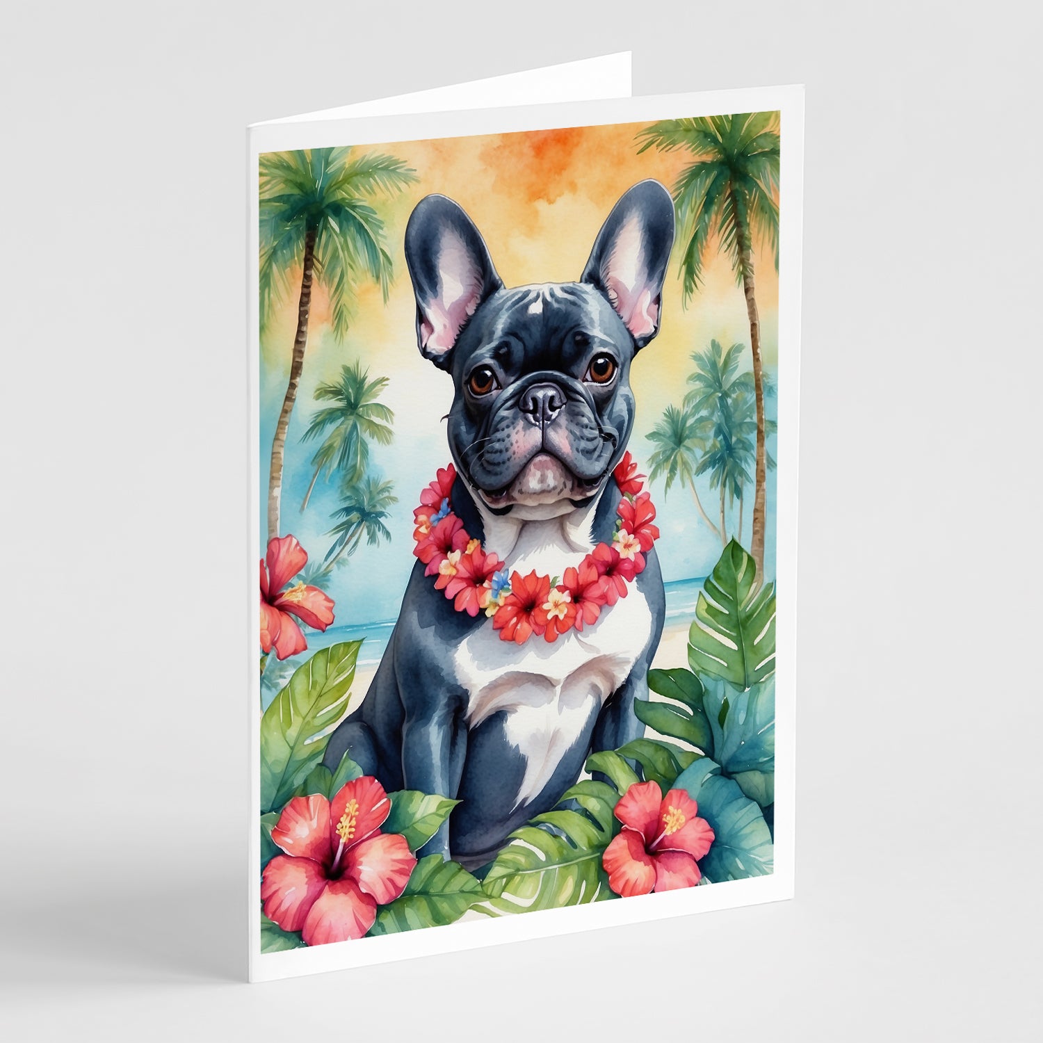 Buy this French Bulldog Luau Greeting Cards Pack of 8