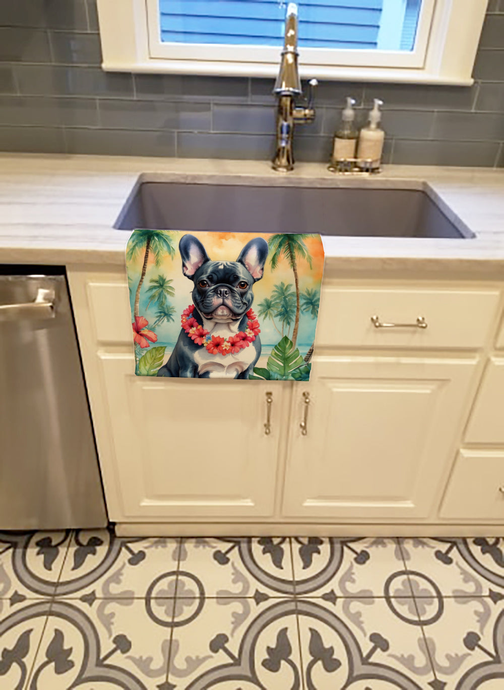 French Bulldog Luau Kitchen Towel