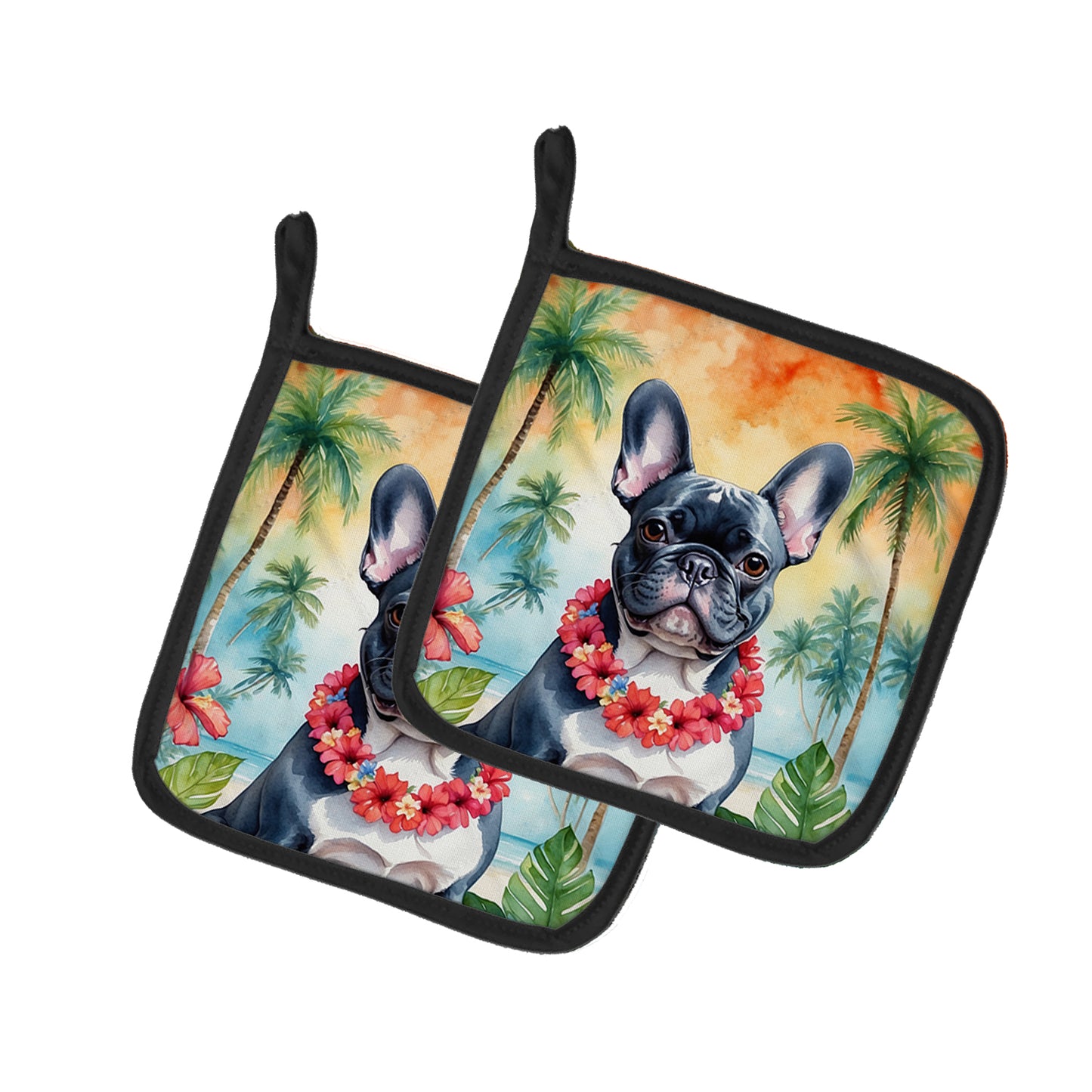 Buy this French Bulldog Luau Pair of Pot Holders