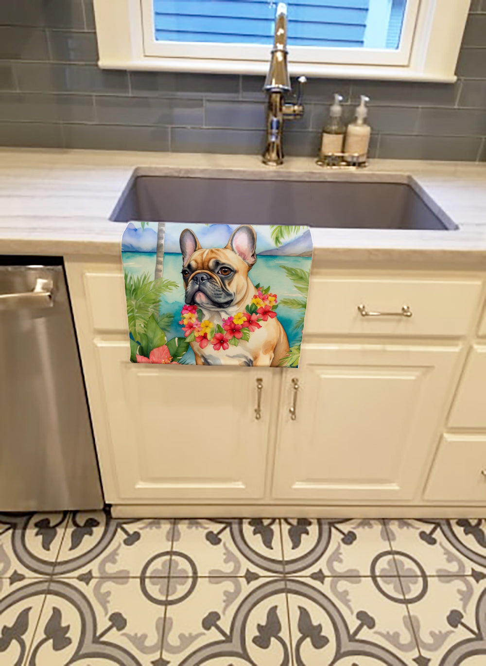 French Bulldog Luau Kitchen Towel