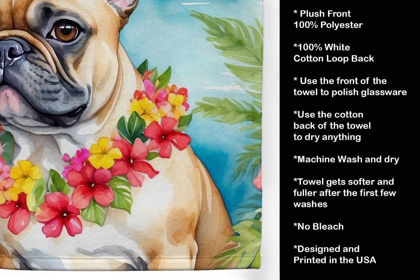 French Bulldog Luau Kitchen Towel