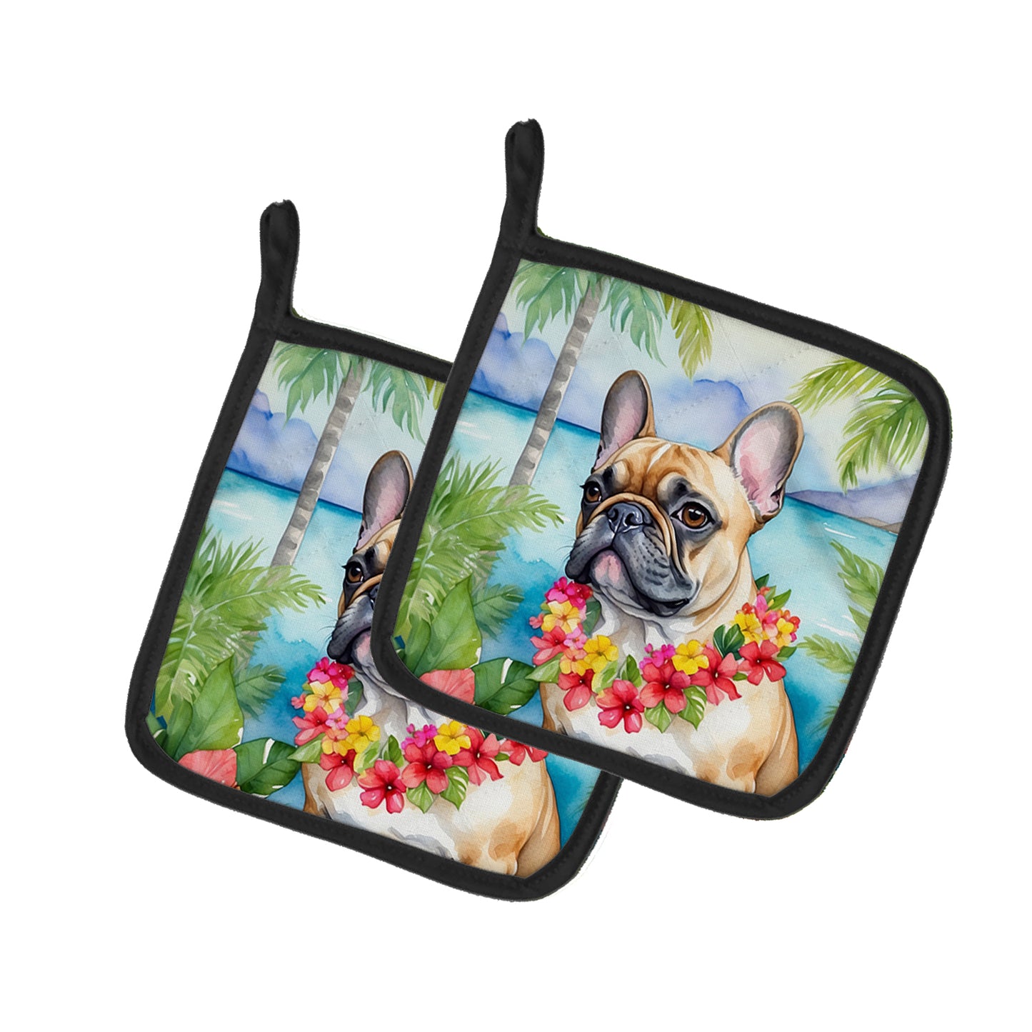 Buy this French Bulldog Luau Pair of Pot Holders