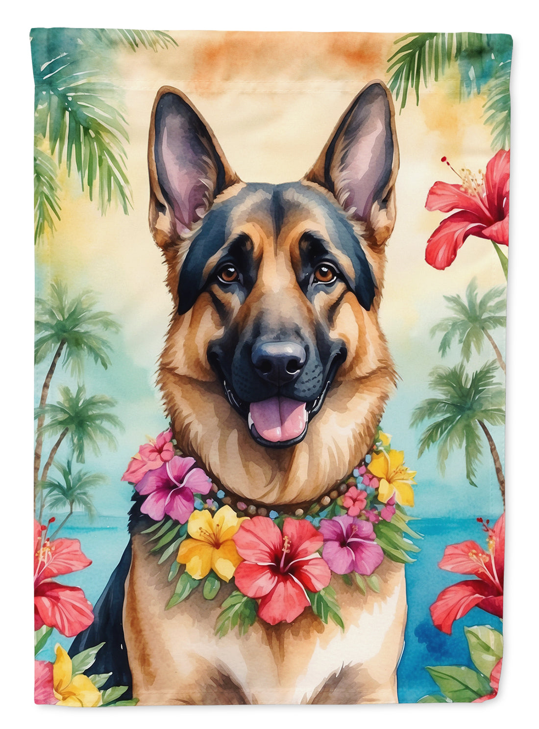 Buy this German Shepherd Luau House Flag