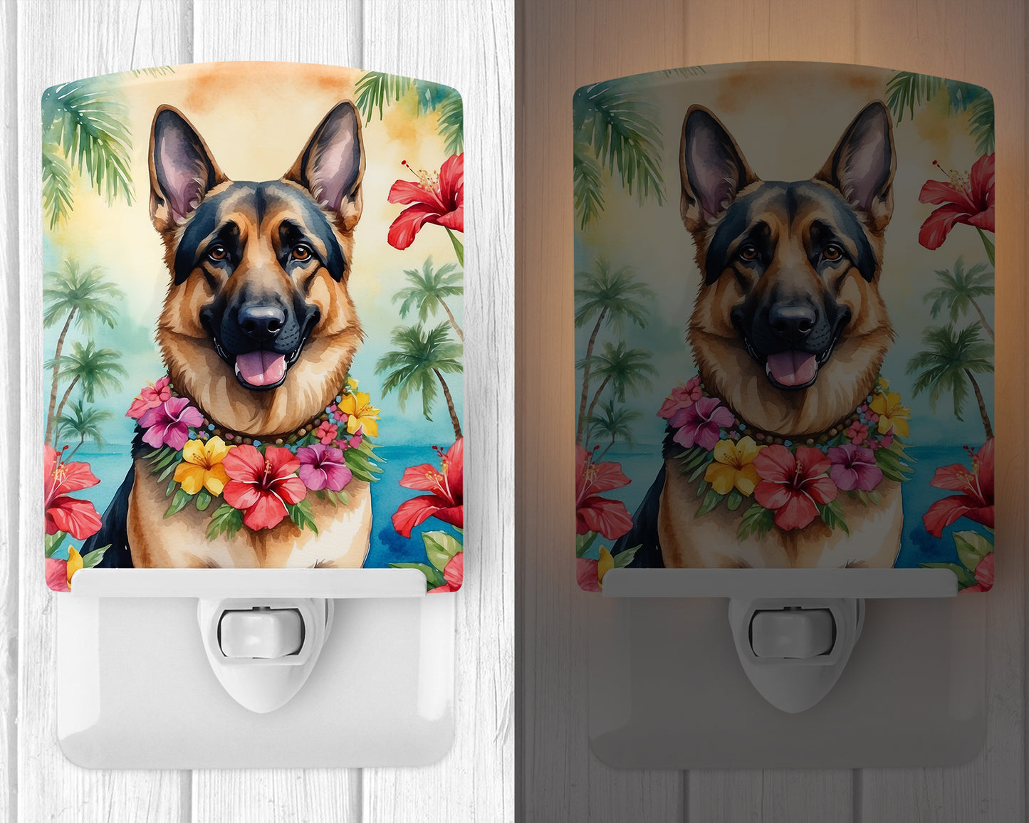 German Shepherd Luau Ceramic Night Light