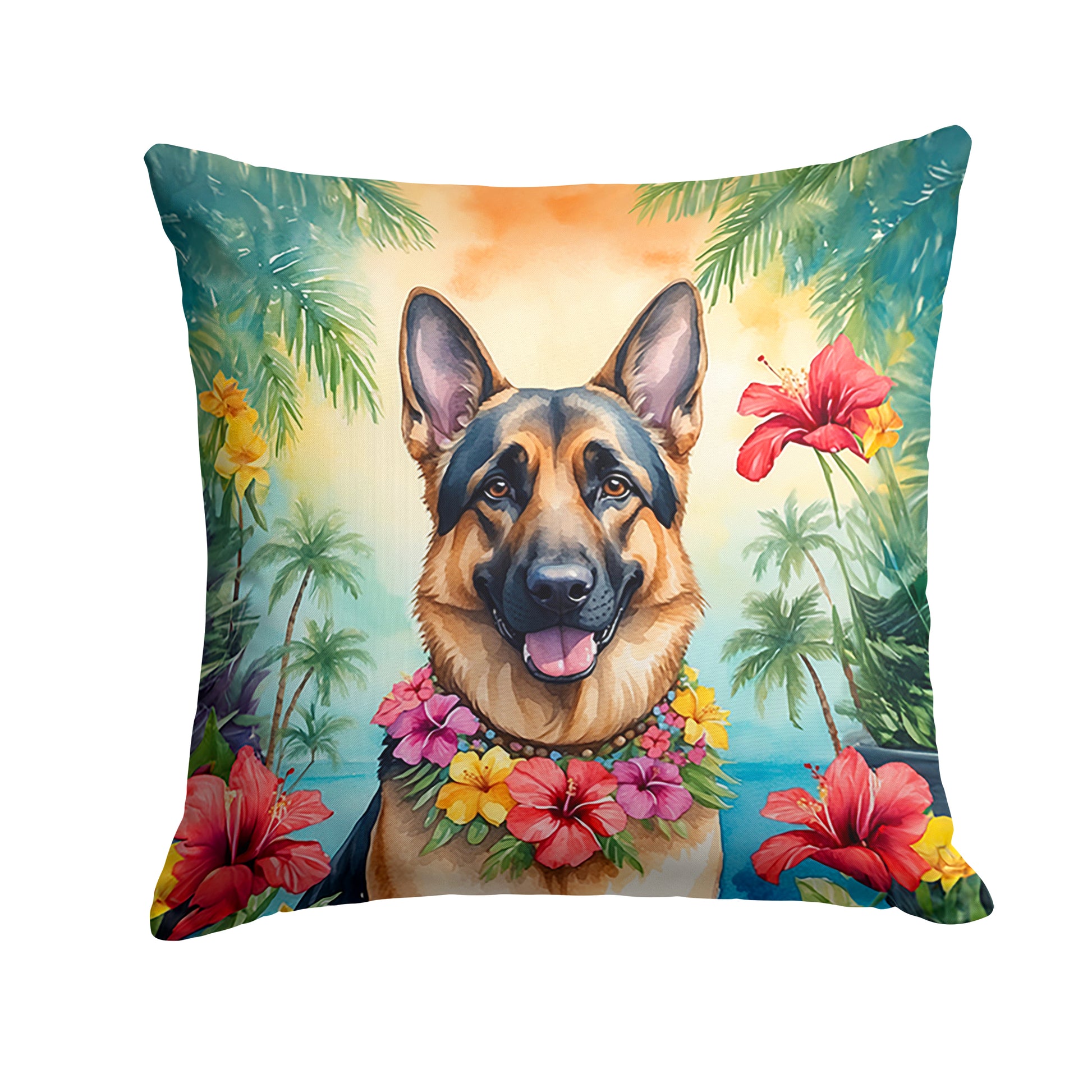 Buy this German Shepherd Luau Throw Pillow