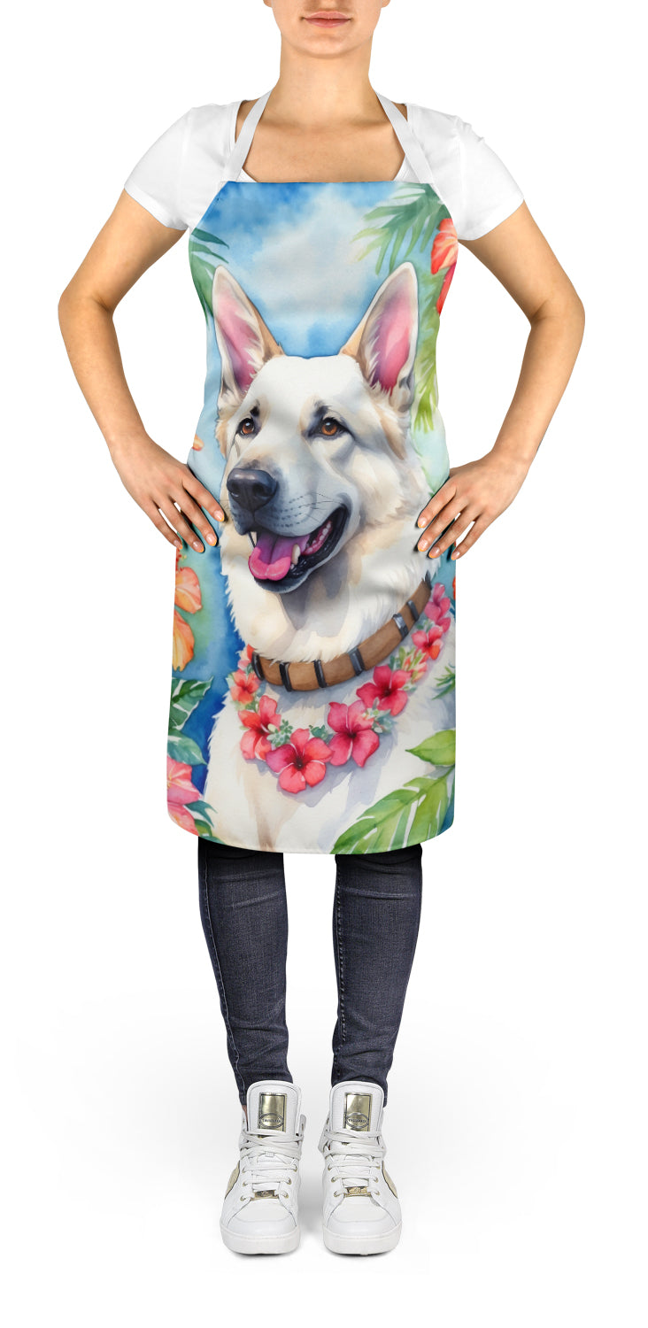 White German Shepherd Luau Apron