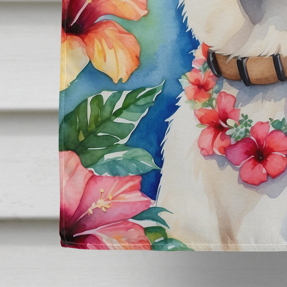 White German Shepherd Luau House Flag