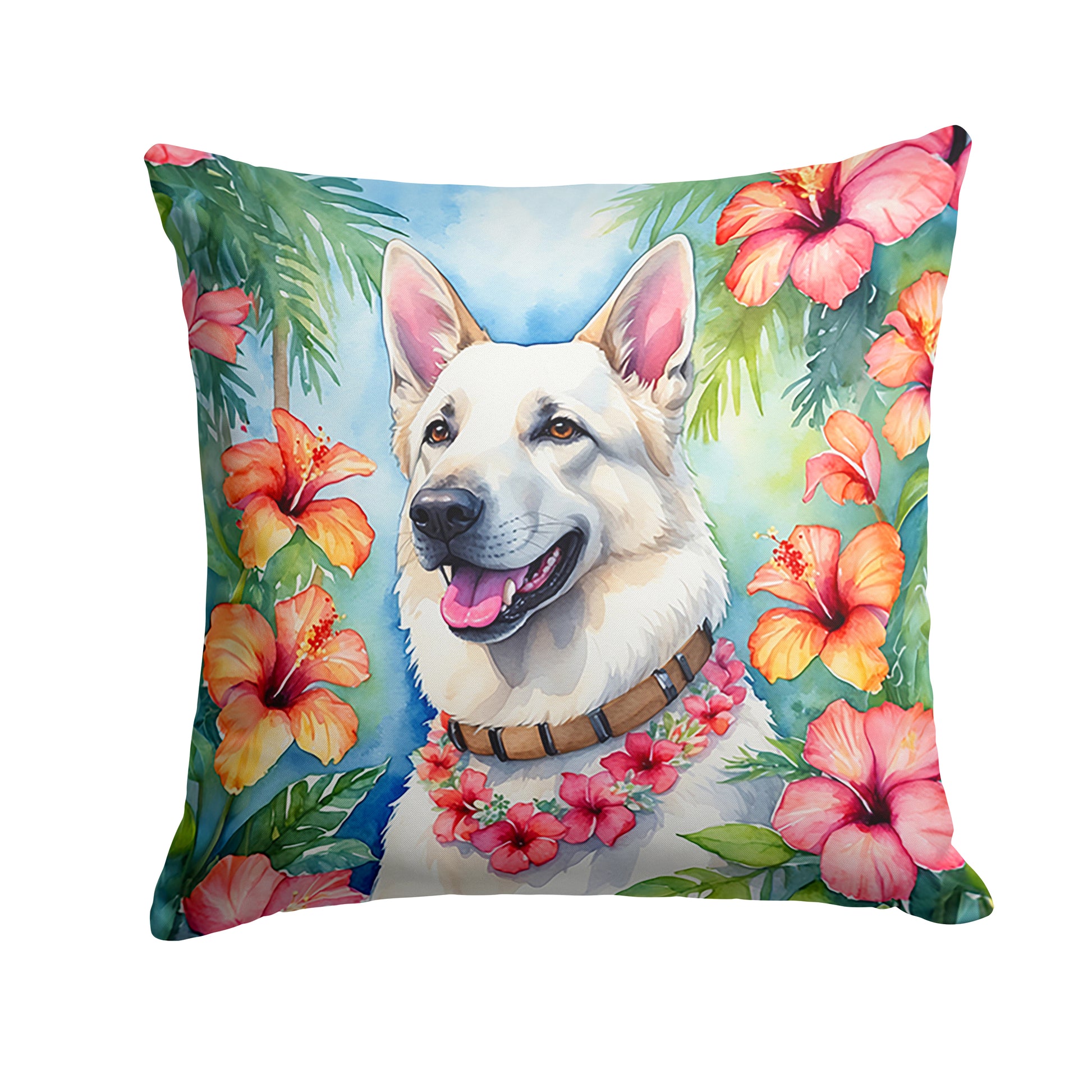 Buy this White German Shepherd Luau Throw Pillow