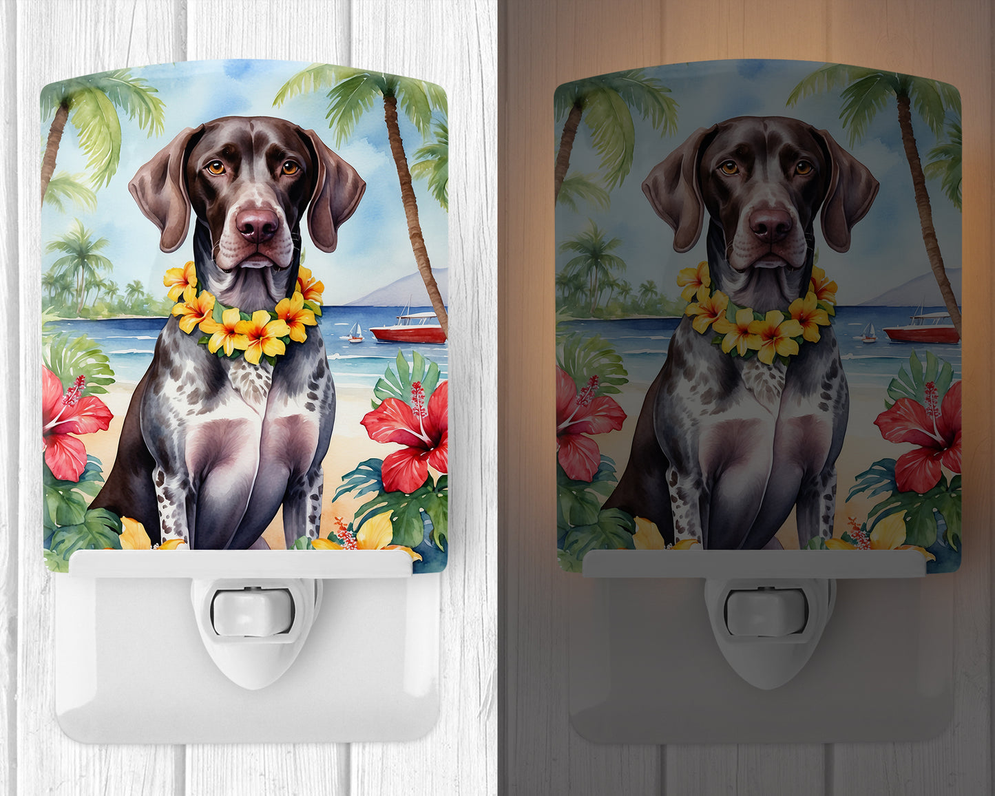 German Shorthaired Pointer Luau Ceramic Night Light