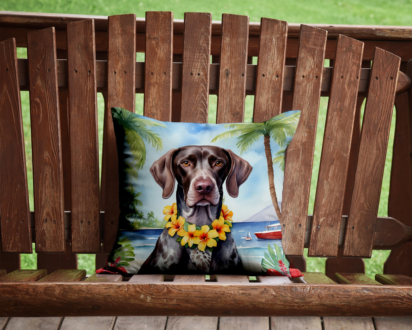 German Shorthaired Pointer Luau Throw Pillow