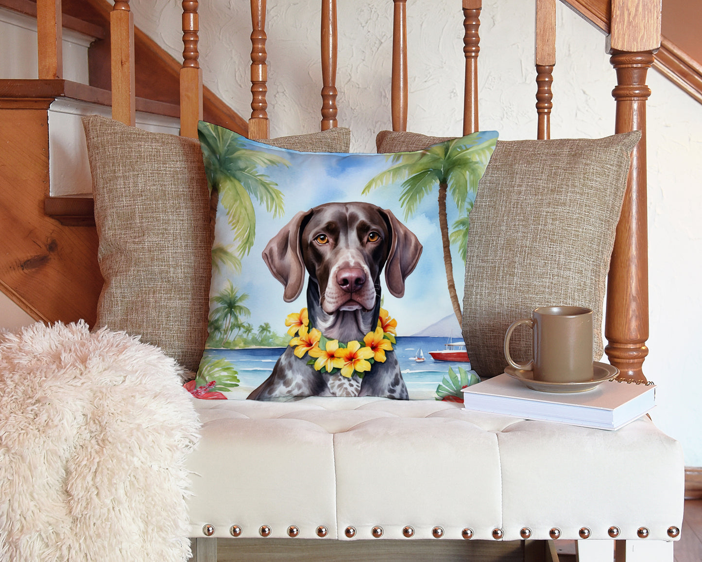 German Shorthaired Pointer Luau Throw Pillow