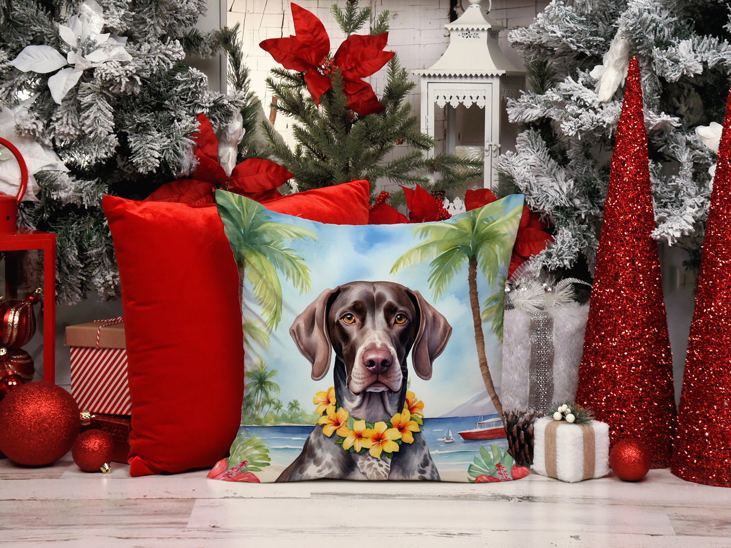 German Shorthaired Pointer Luau Throw Pillow