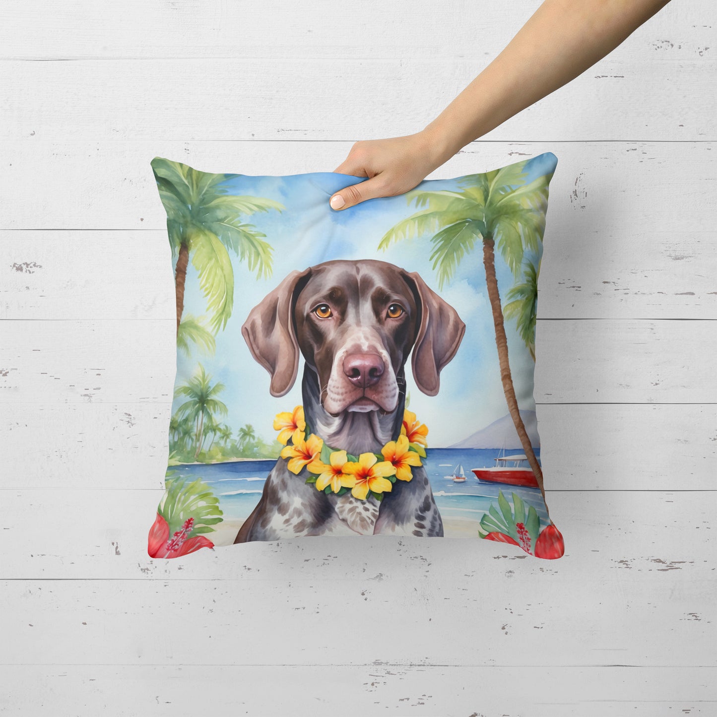 German Shorthaired Pointer Luau Throw Pillow