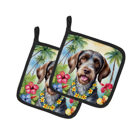 Buy this German Wirehaired Pointer Luau Pair of Pot Holders