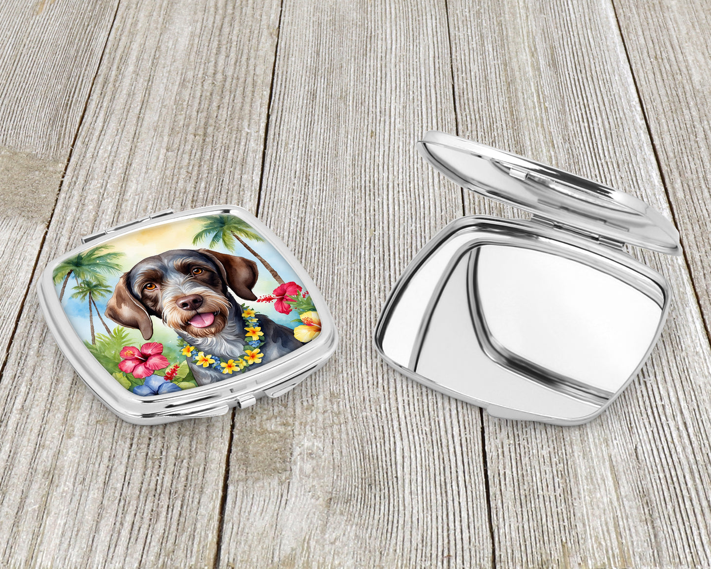 German Wirehaired Pointer Luau Compact Mirror