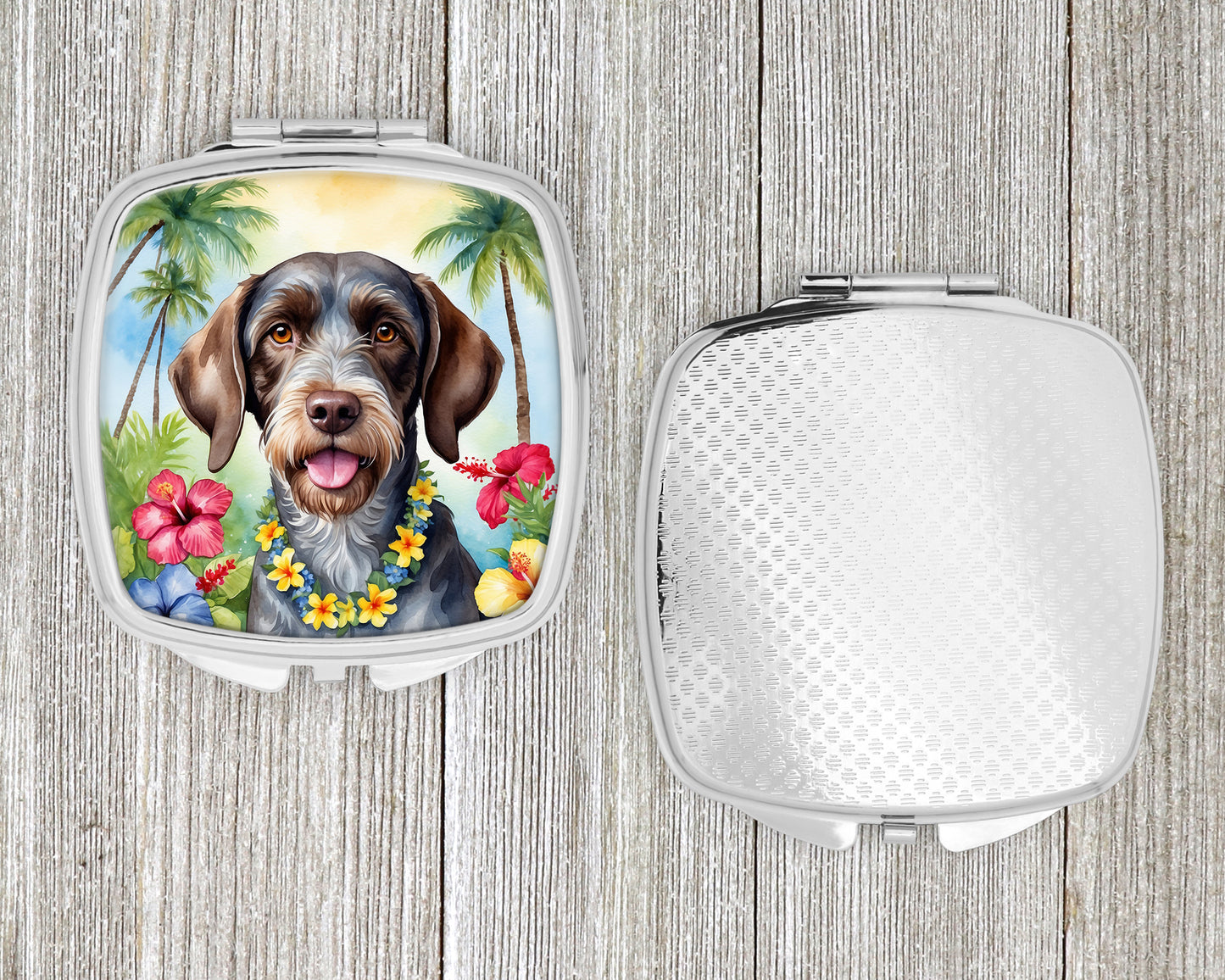 German Wirehaired Pointer Luau Compact Mirror