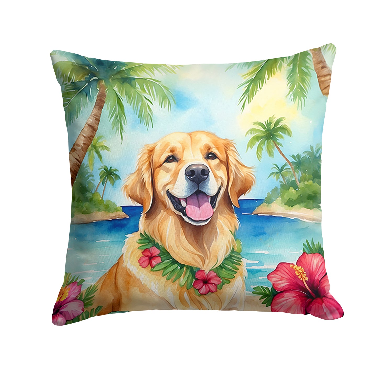 Buy this Golden Retriever Luau Throw Pillow