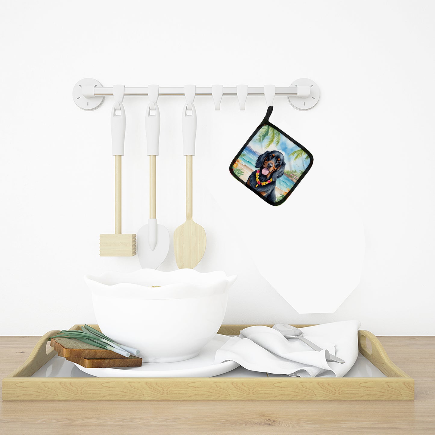 Gordon Setter Luau Pair of Pot Holders