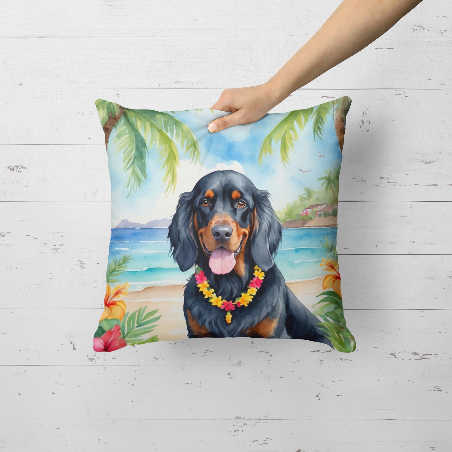 Gordon Setter Luau Throw Pillow