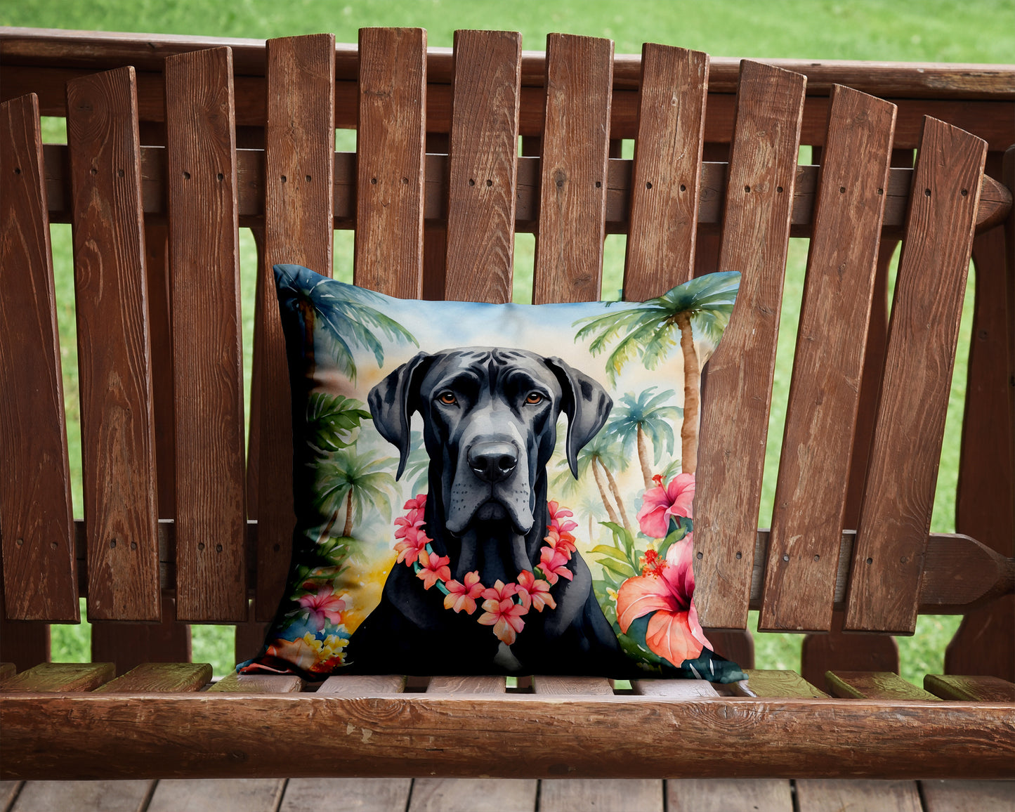 Great Dane Luau Throw Pillow