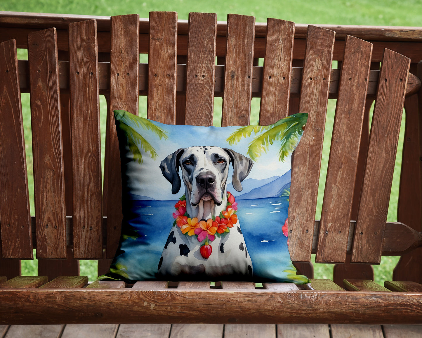 Great Dane Luau Throw Pillow