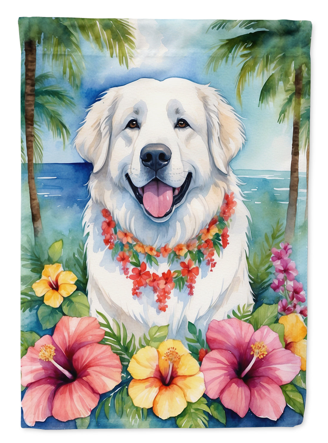 Buy this Great Pyrenees Luau Garden Flag