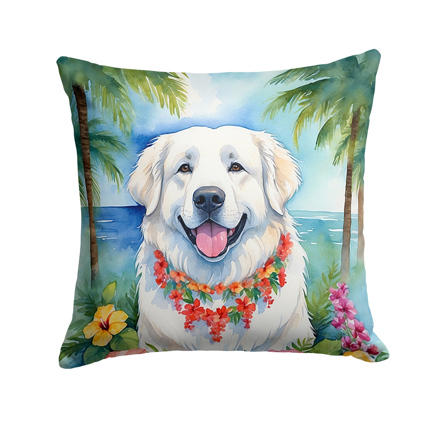 Buy this Great Pyrenees Luau Throw Pillow