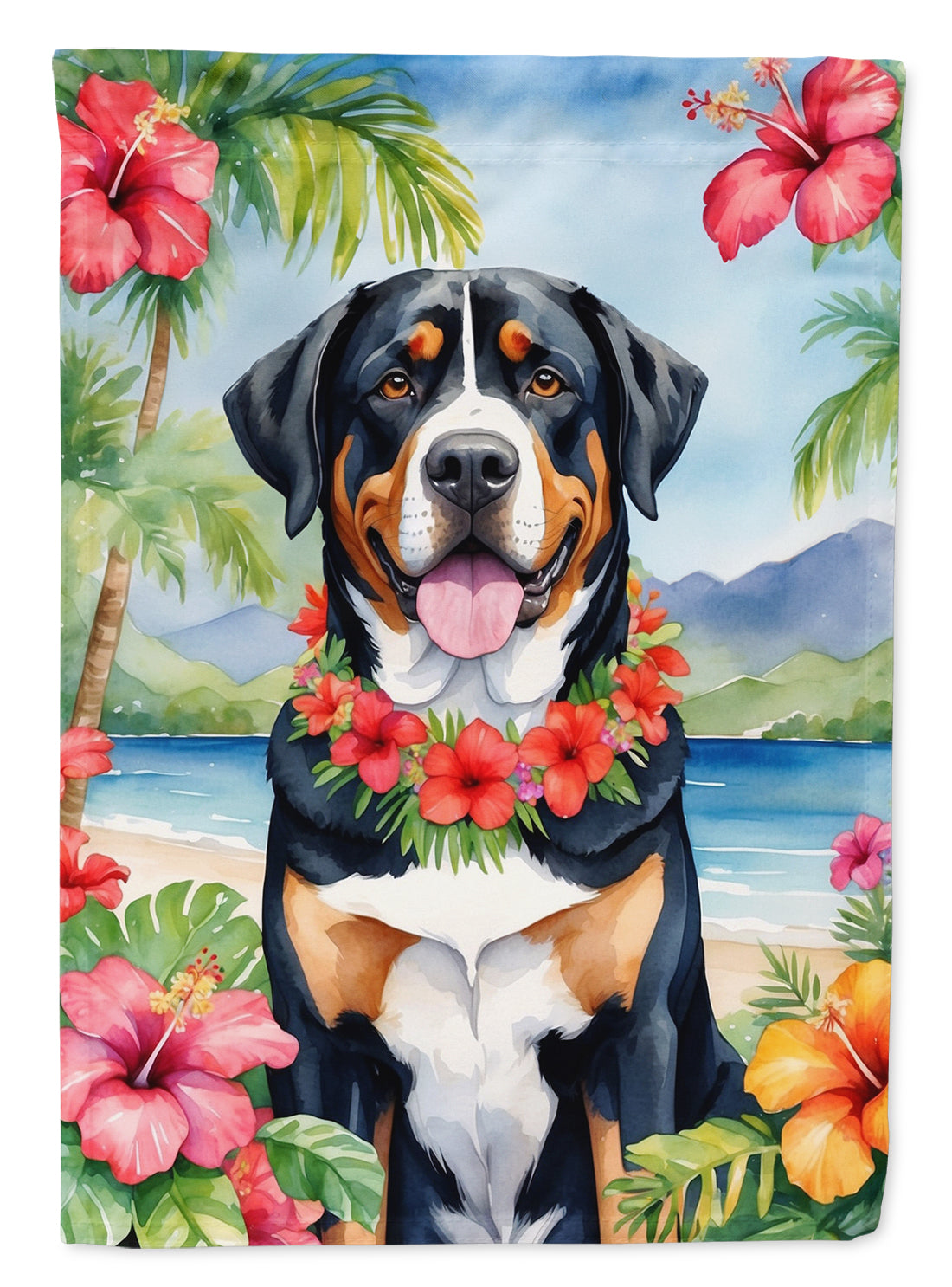 Buy this Greater Swiss Mountain Dog Luau House Flag