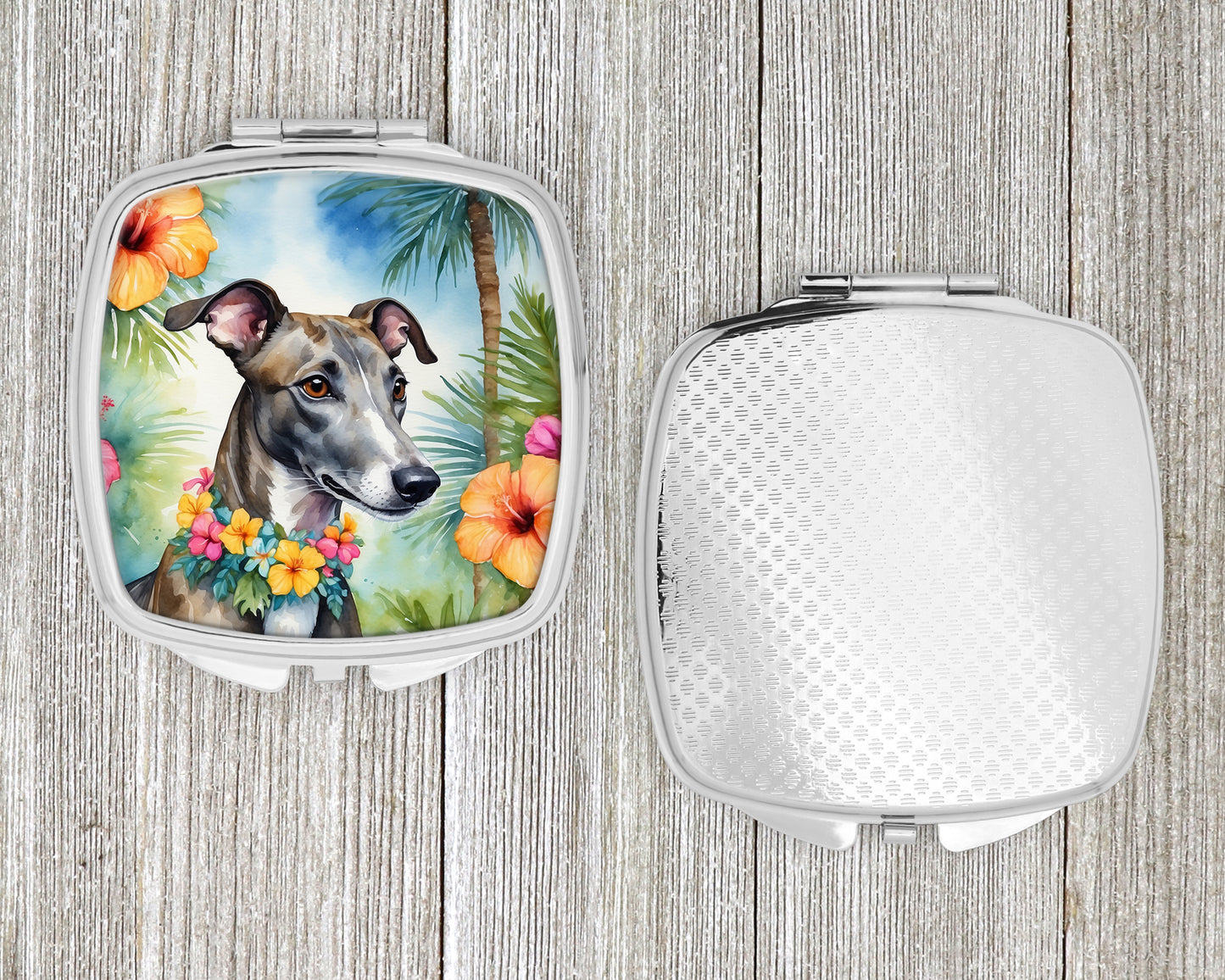 Greyhound Luau Compact Mirror