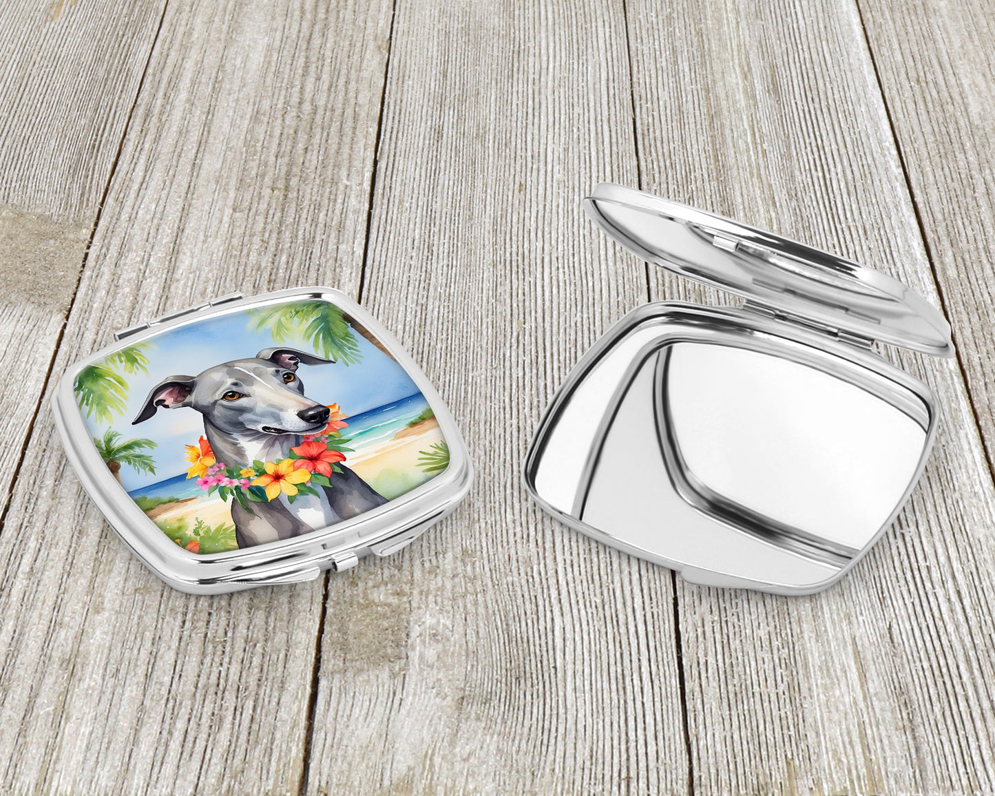 Greyhound Luau Compact Mirror