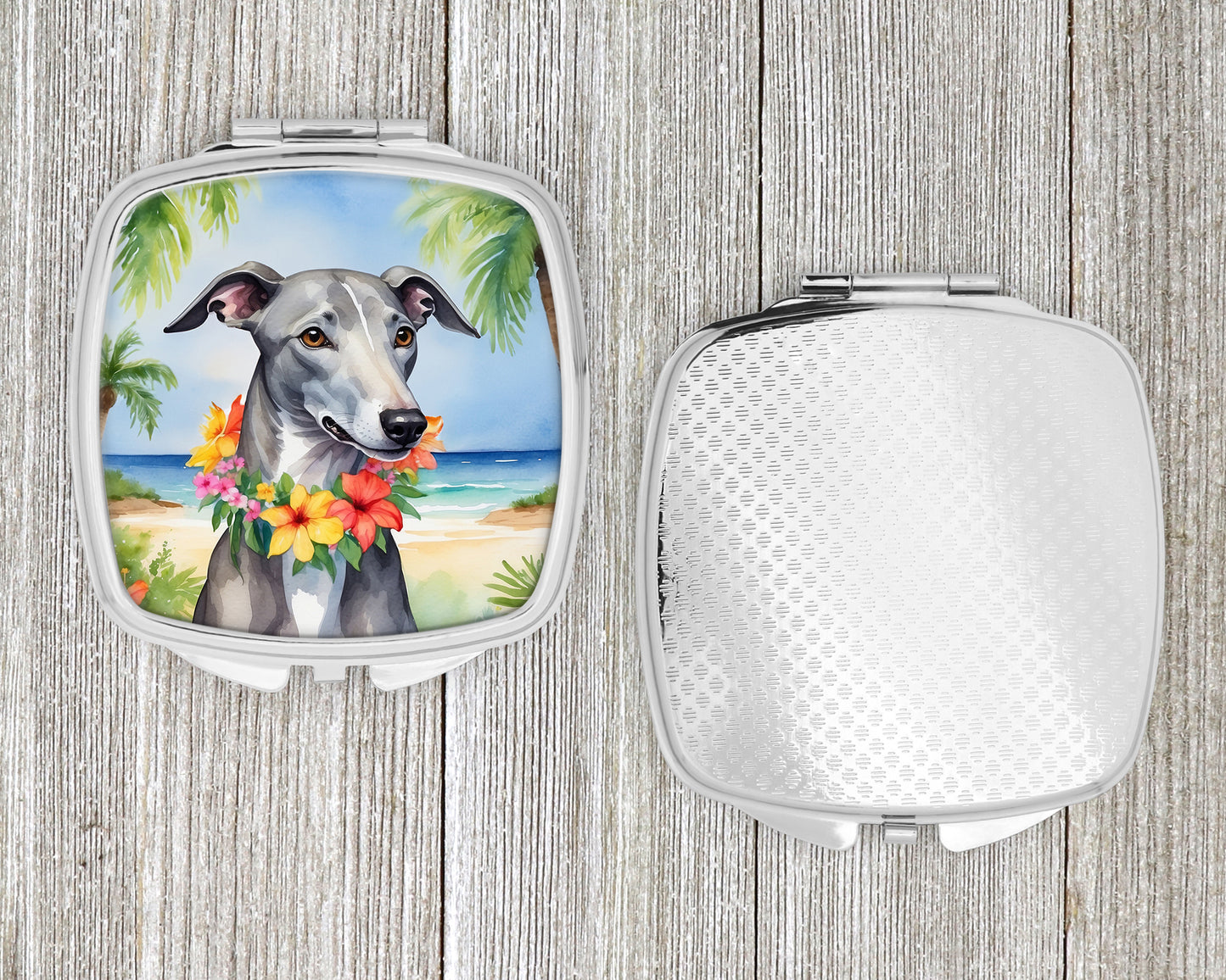 Greyhound Luau Compact Mirror