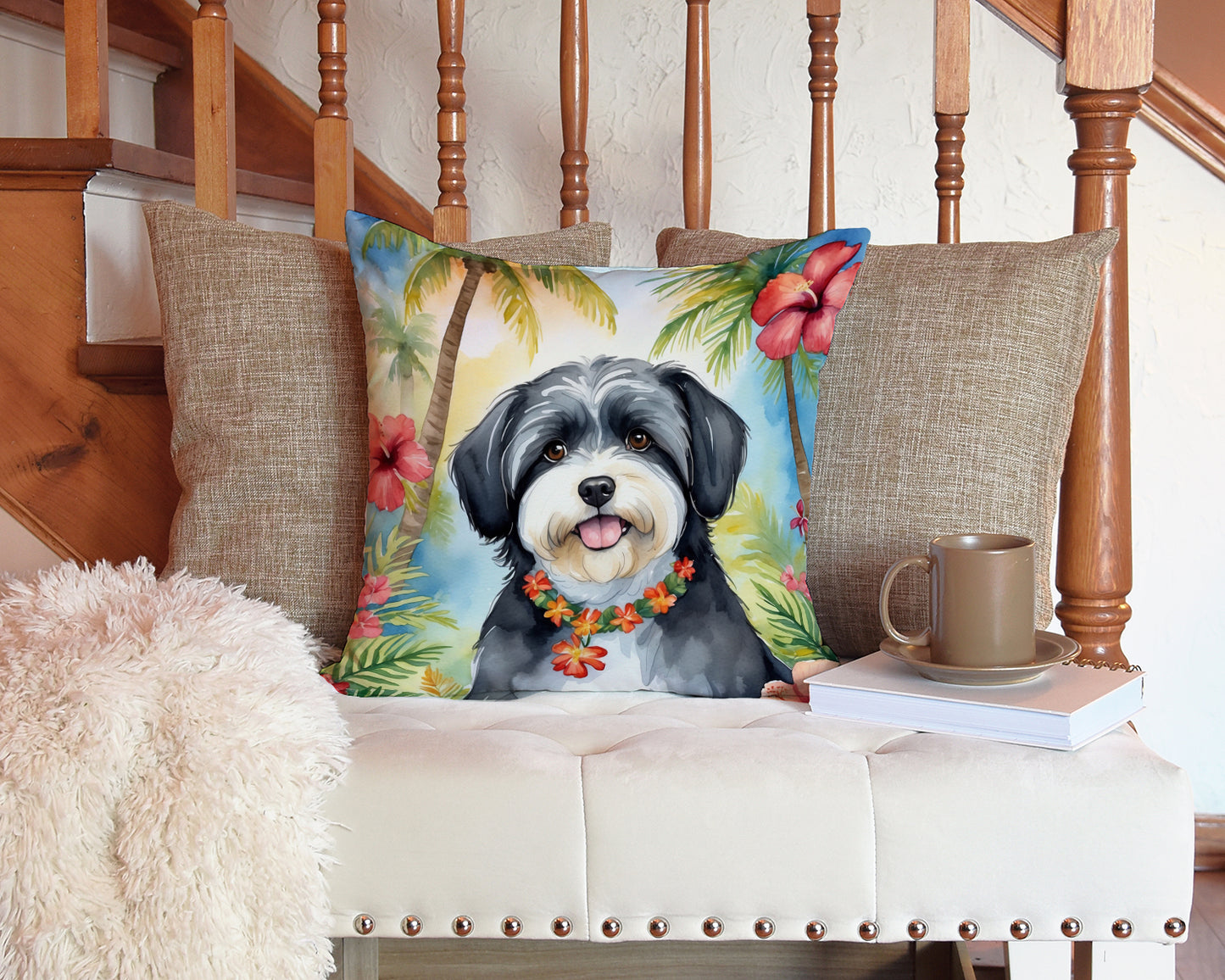 Havanese Luau Throw Pillow