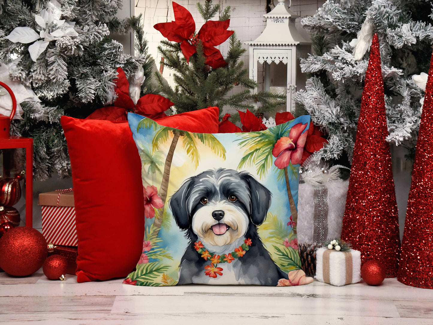 Havanese Luau Throw Pillow