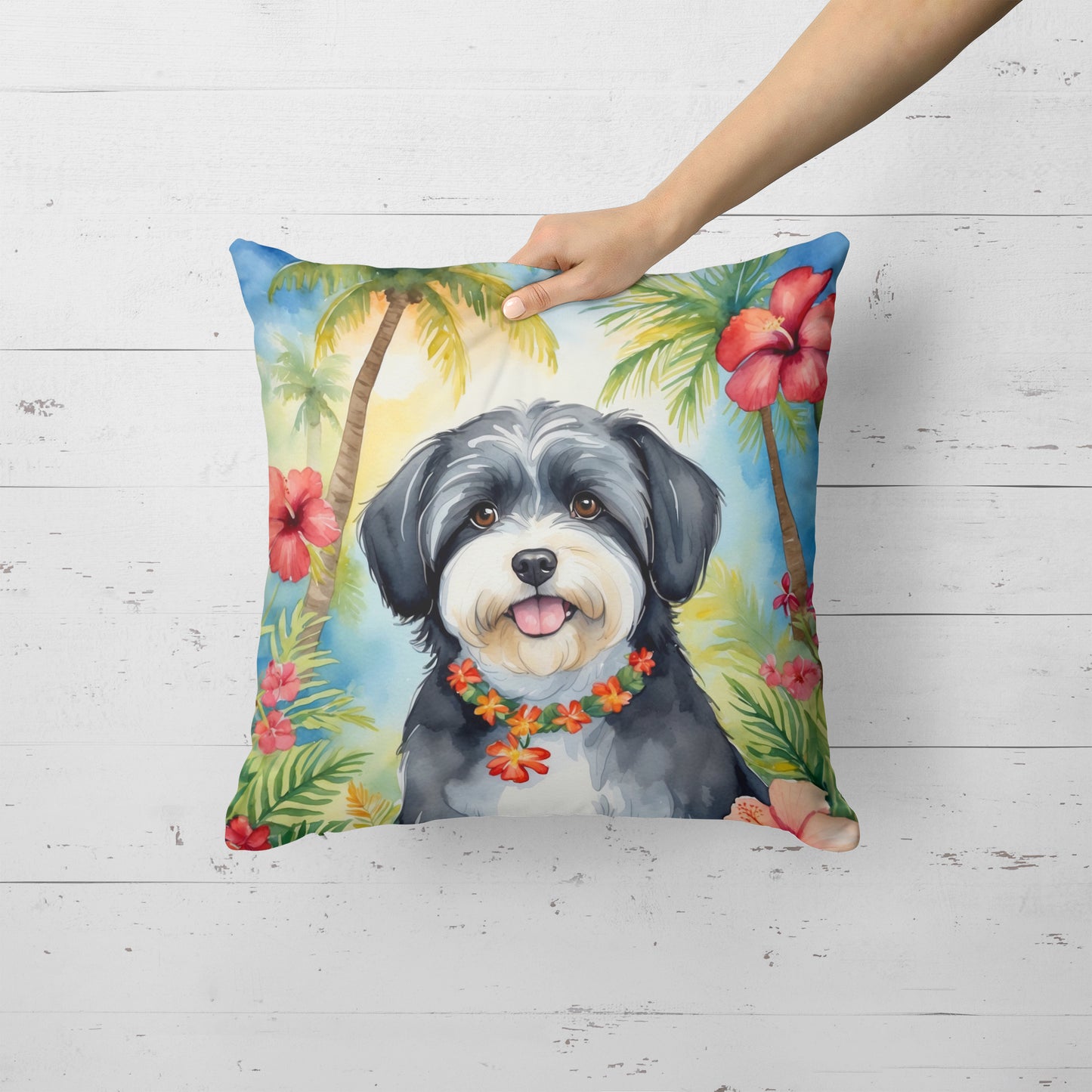 Havanese Luau Throw Pillow