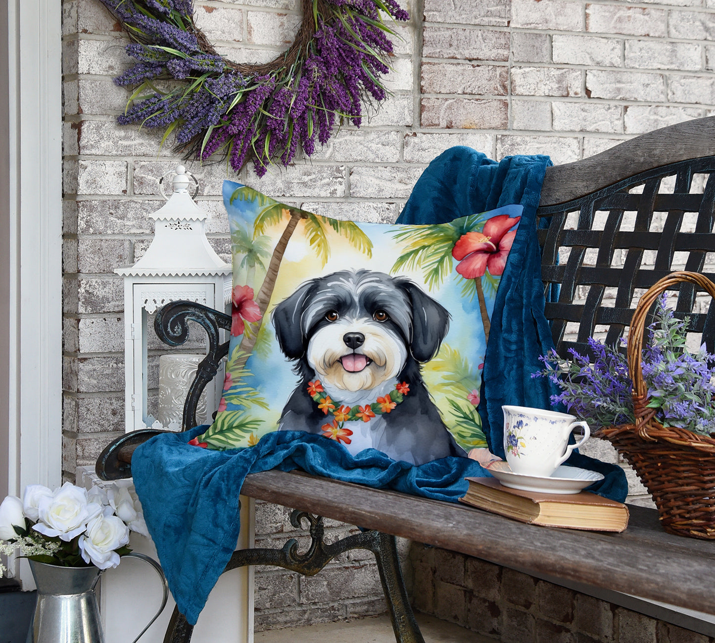 Havanese Luau Throw Pillow