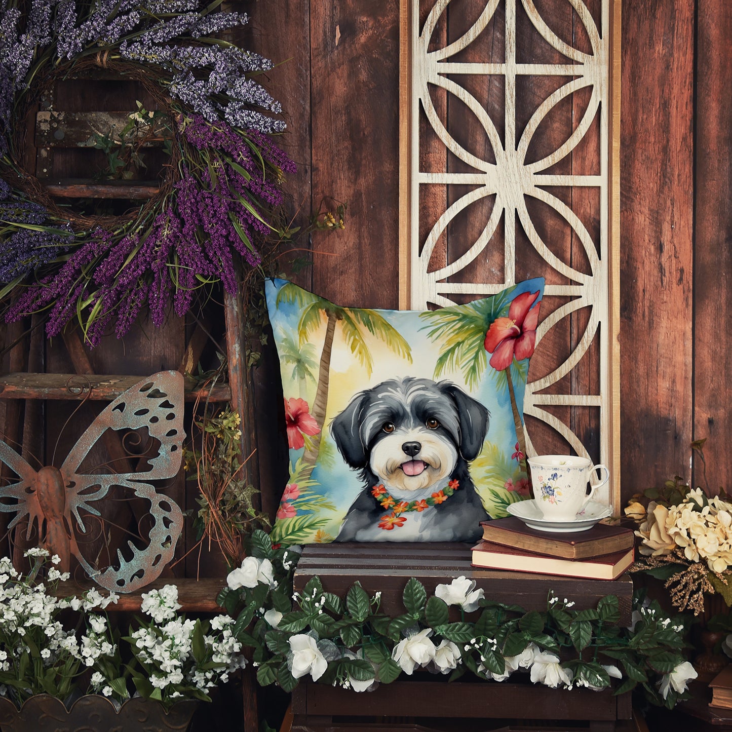 Havanese Luau Throw Pillow