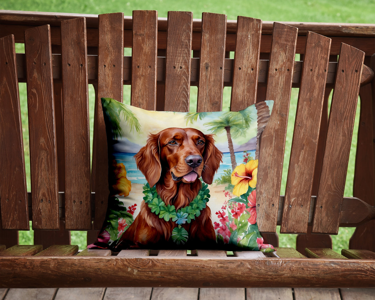 Irish Setter Luau Throw Pillow